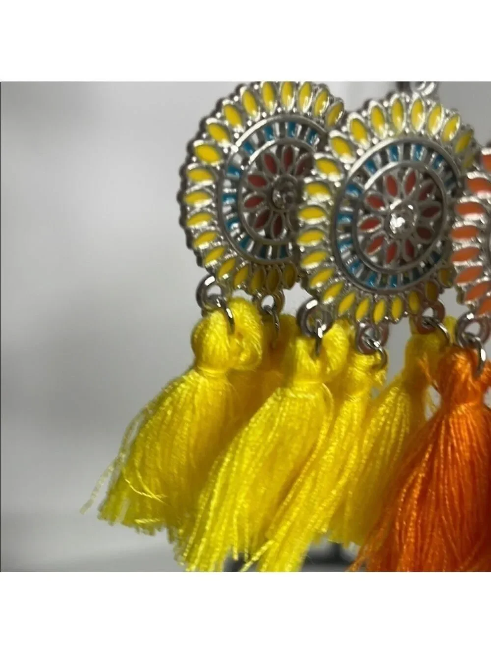 Fashion Jewelry Yellow and Orange Tassel Earrings